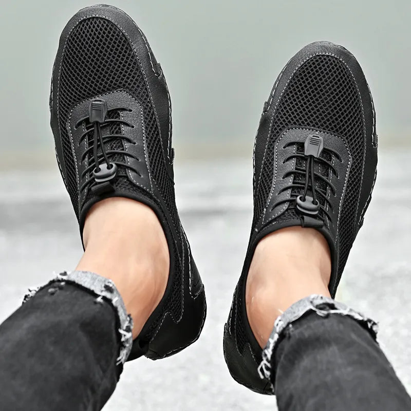 Men's Sports Shoes ⎜ Lightweight Casual Shoes Made of Leather with Breathable Mesh for Comfort and Movement