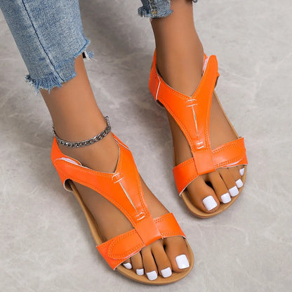 Women's Comfort Sandals ⎜ Flat Summer Shoes with Velcro Fastening and Cushioned Sole for Everyday Wear & Leisure