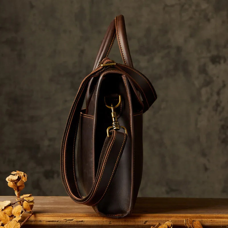 Men 's Laptop Bag ⎜ Noble Genuine Leather Briefcase with Shoulder Strap and Practical Carrying Handles