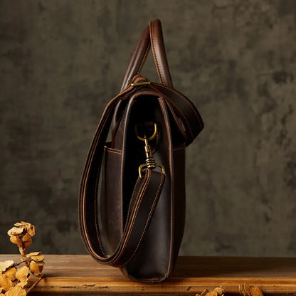 Men 's Laptop Bag ⎜ Noble Genuine Leather Briefcase with Shoulder Strap and Practical Carrying Handles