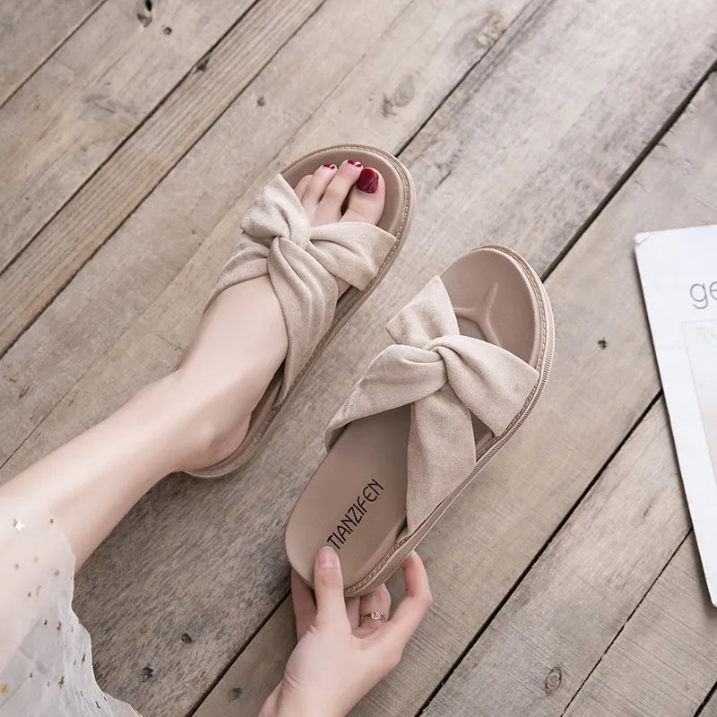 Women's Summer - Style Sandals ⎜ Comfortable Shoes with a Bow Design for a Casual Look