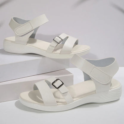 Velcro Sandals for Women ⎜ Comfortable Summer Shoes with a Flat Wedge Sole and Adjustable Strap