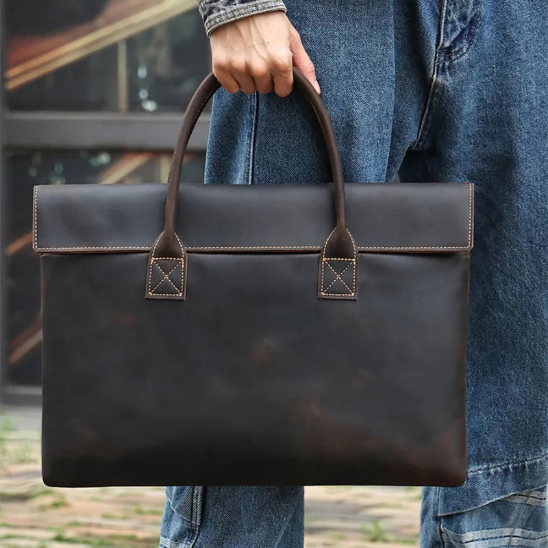Real Leather Laptop Bag ⎜ Stylish Briefcase with an Elegant Design and Practical Carrying Handles