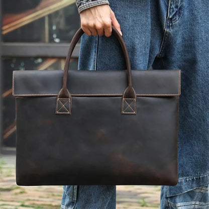 Real Leather Laptop Bag ⎜ Stylish Briefcase with an Elegant Design and Practical Carrying Handles