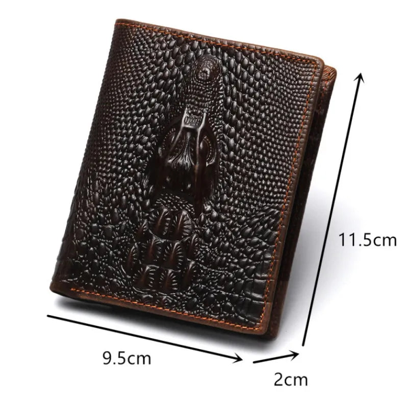 Men's Wallet in Crocodile Design ⎜ Robust Retro Wallet Made From Embossed Leather