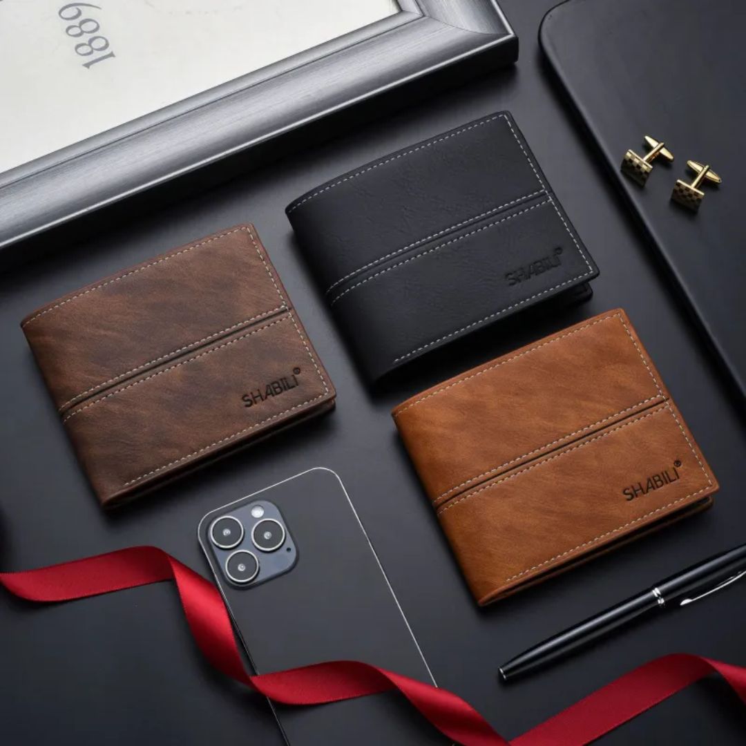 Men's Faux Leather Wallet ⎜ Compact Wallet with Card and Note Compartment