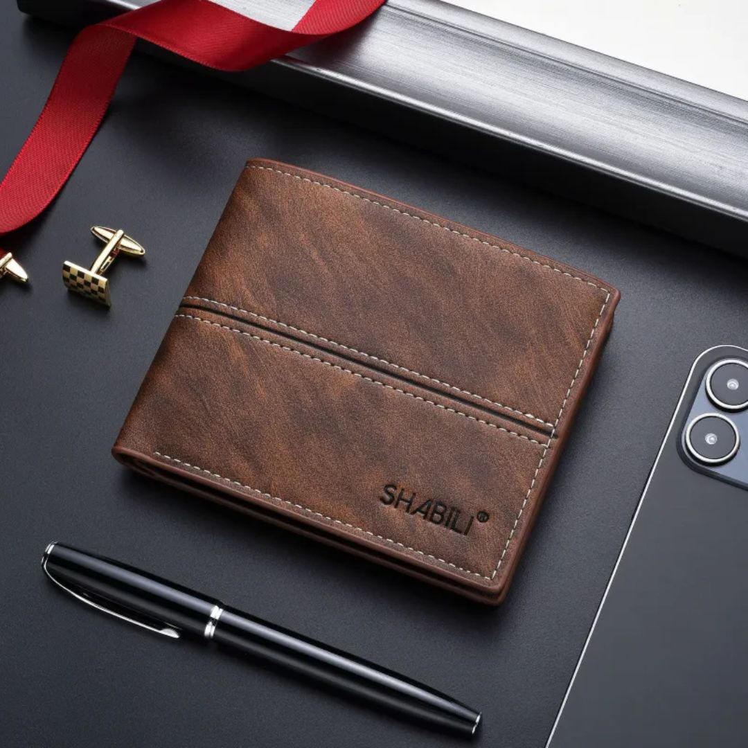 Men's Faux Leather Wallet ⎜ Compact Wallet with Card and Note Compartment