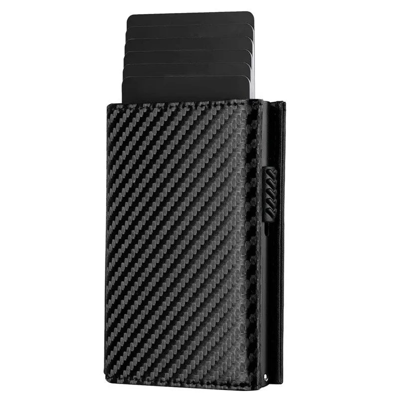 Rfid Card Holder for Men ⎜ Compact Carbon Wallet with Eject Function for Cards