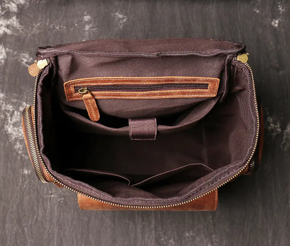 Laptop Backpack for Men ⎜ Large Leather Backpack with Side Pockets and Extra Storage Space for Travelling