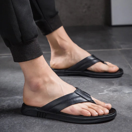 Men's Flip - Flops for Summer ⎜ Comfortable Leather Sandals for the Beach and Leisure Time