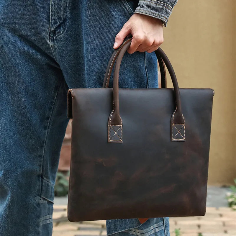 Real Leather Laptop Bag ⎜ Stylish Briefcase with an Elegant Design and Practical Carrying Handles
