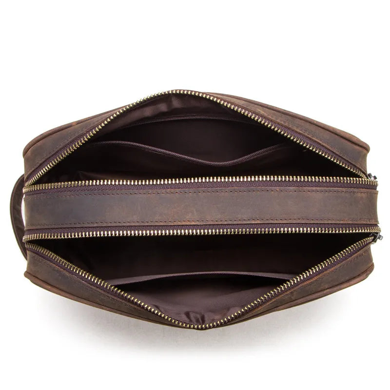 Leather Clutch for Men ⎜ Vintage Bag Made of Genuine Leather with Practical Compartments and Zip