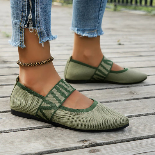 Flat Ballerinas for Women ⎜ Comfortable Shoes with a Striped Pattern and Pointed Toe for Summer and Style