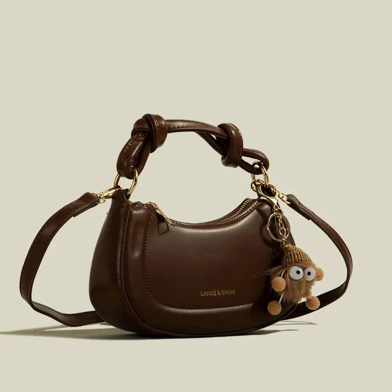 Shoulder Bag for Women ⎜ Fashionable Bag with Knot Handle and Cute Pendant