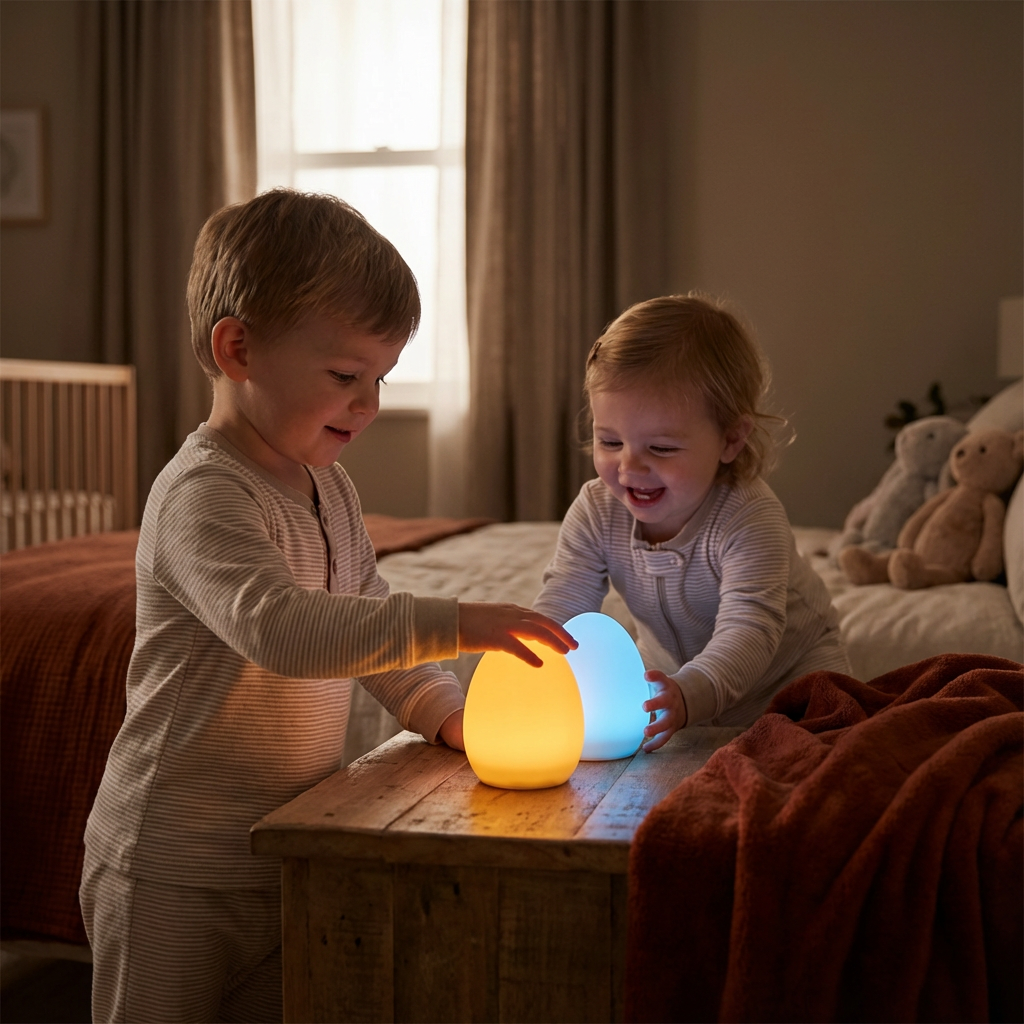 Egg-Shaped Silicone Night Light – Touch Control, 7-Colour Changing