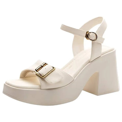Women's Platform Sandals with Block Heel ⎜ Stylish Shoes with Adjustable Strap and High Wearing Comfort