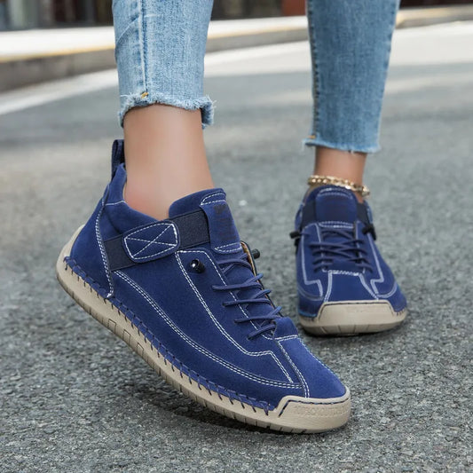 Sporty Trainers for Women ⎜ Comfortable High - Top Shoes with Velcro Fastening and Stitched Design