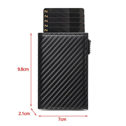 Rfid Card Holder for Men ⎜ Compact Carbon Wallet with Eject Function for Cards