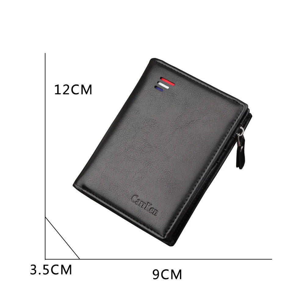 Rfid Wallet for Men ⎜ Compact Faux Leather Wallet with Coin Pocket and Card Protection