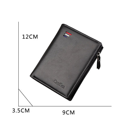 Rfid Wallet for Men ⎜ Compact Faux Leather Wallet with Coin Pocket and Card Protection
