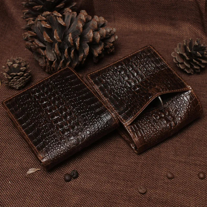 Men's Wallet in Crocodile Design ⎜ Robust Retro Wallet Made From Embossed Leather