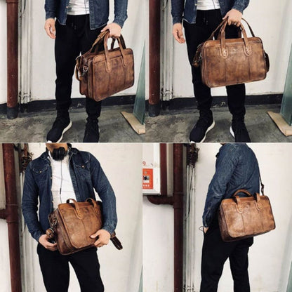 Real Leather Laptop Bag ⎜ Vintage Briefcase with Plenty of Storage Space and Robust Design
