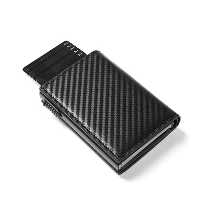 Rfid Card Holder for Men ⎜ Compact Carbon Wallet with Eject Function for Cards