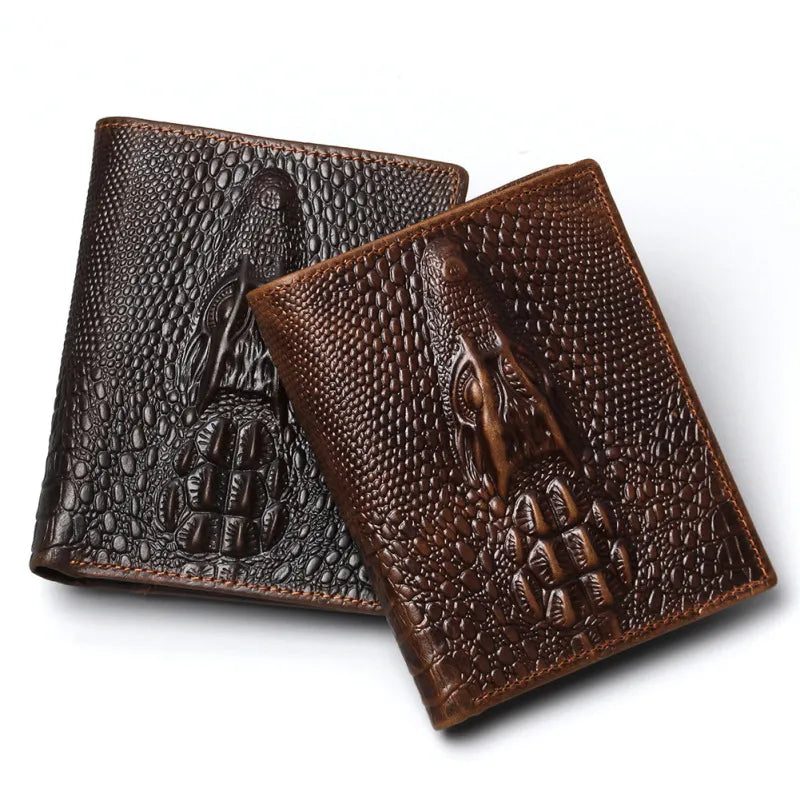 Men's Wallet in Crocodile Design ⎜ Robust Retro Wallet Made From Embossed Leather