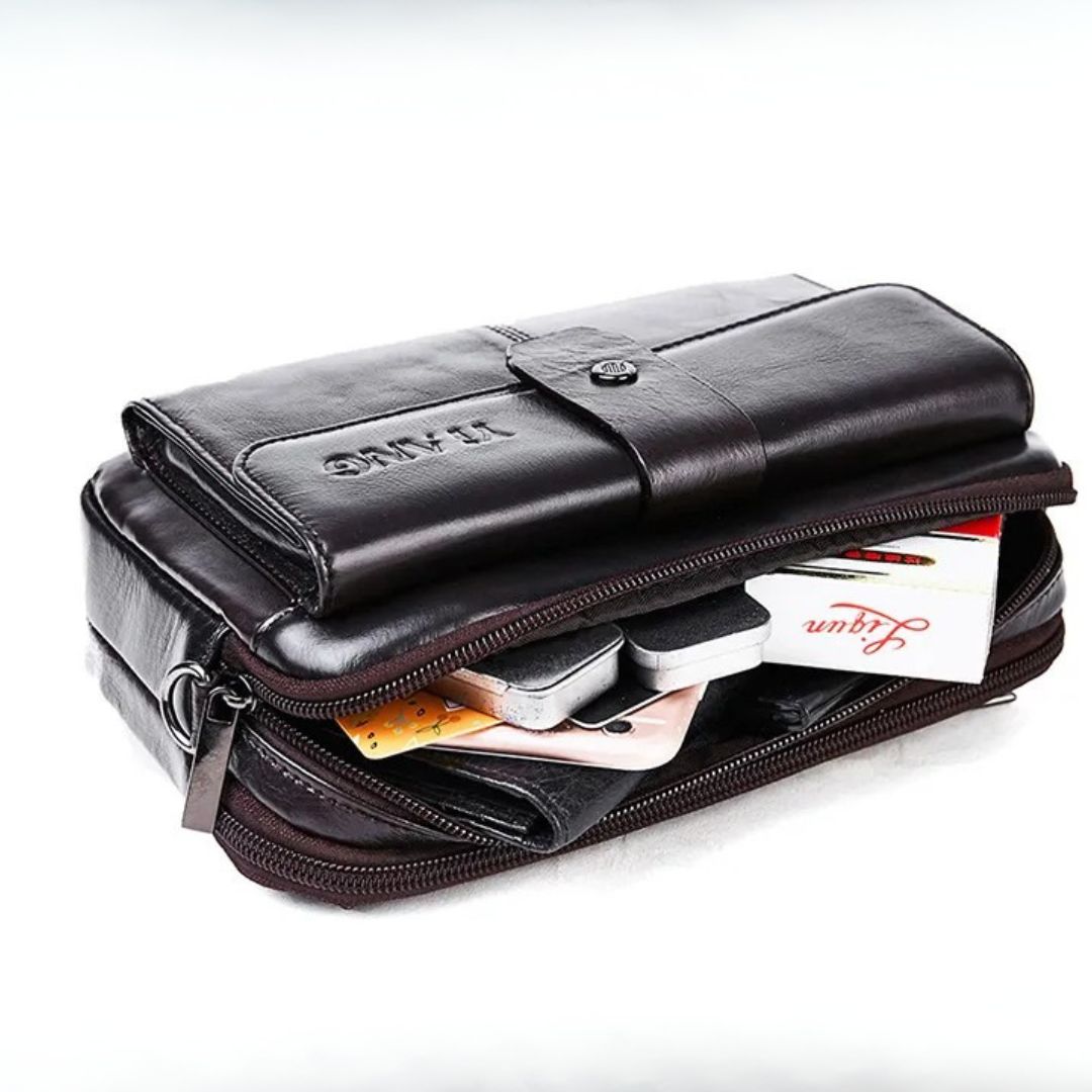 Shoulder Bag for Men ⎜ Elegant Leather Bag with Multiple Compartments and Adjustable Shoulder Strap