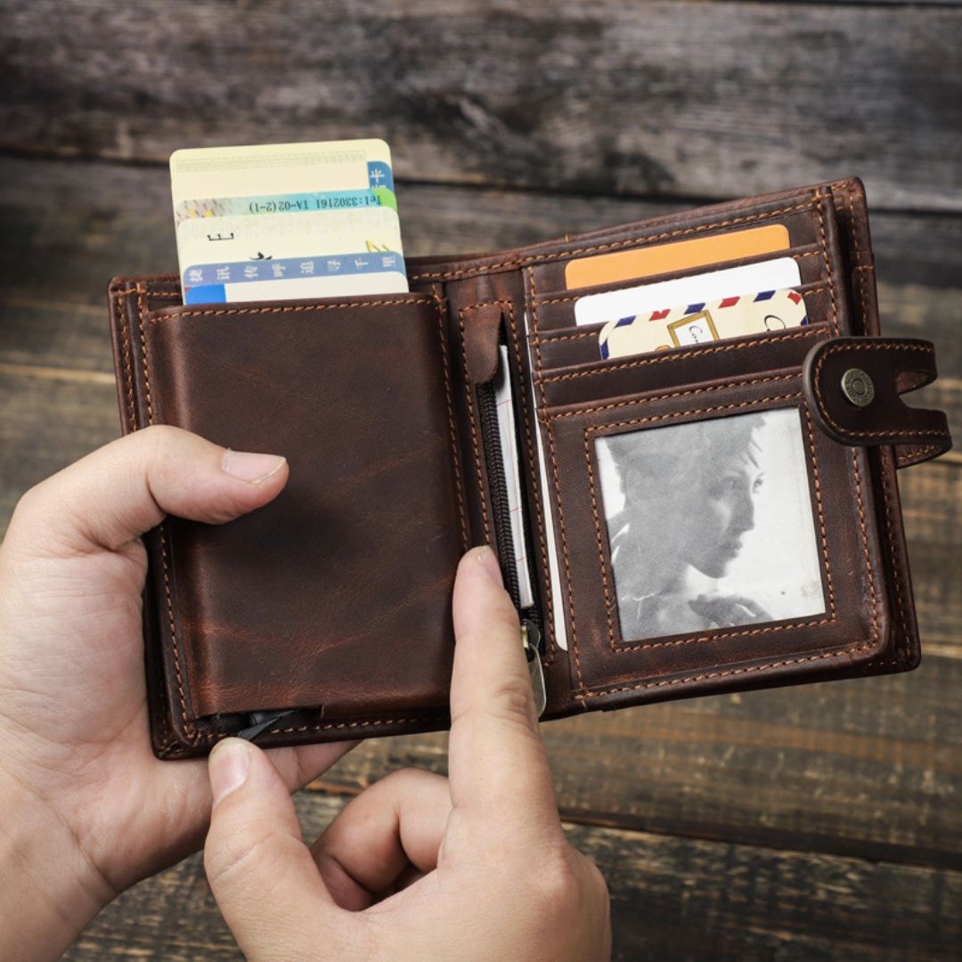 Men's Wallet with Press Stud ⎜ Compact Rfid Wallet with Card Slots and Anti - Theft Protection