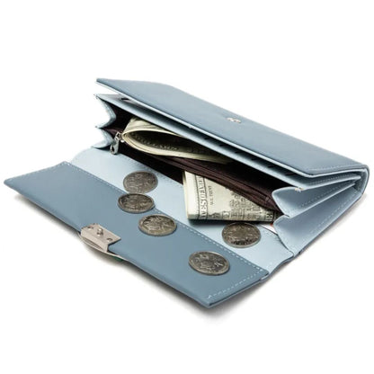 Women's Long Wallet with Leaf Clasp ⎜ Simple Wallet with Card Slots and Note Compartment