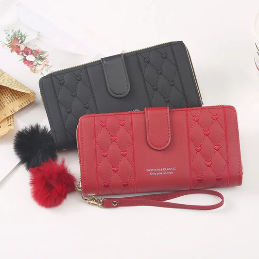 Women's Long Wallet with Zip ⎜ Stylish Wallet with Card Slots and Viewing Window