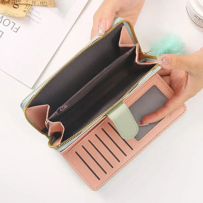Women's Long Wallet with Zip ⎜ Stylish Wallet with Card Slots and Viewing Window