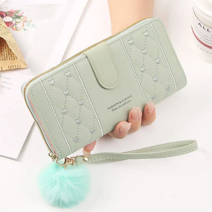 Women's Long Wallet with Zip ⎜ Stylish Wallet with Card Slots and Viewing Window