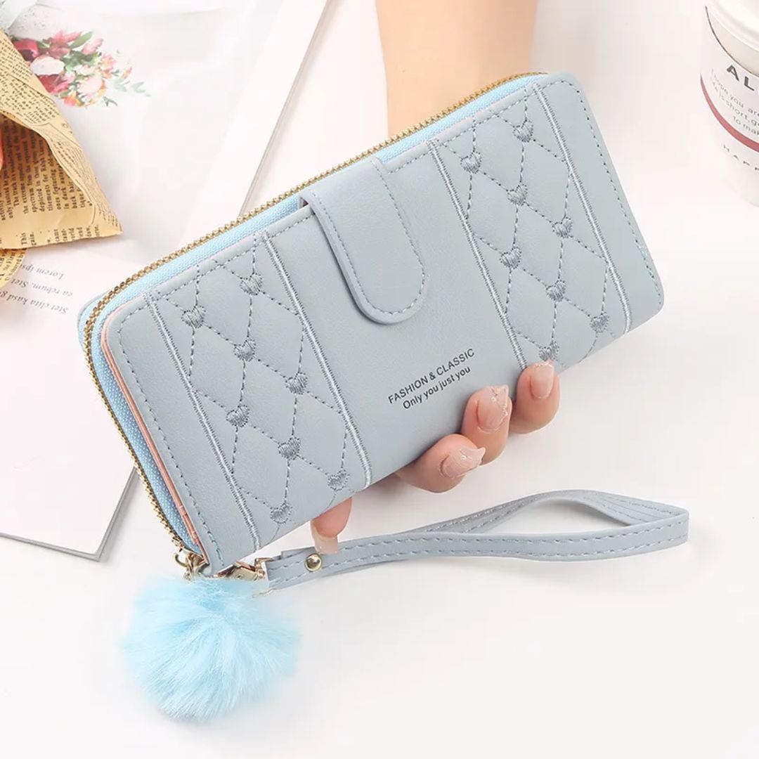 Women's Long Wallet with Zip ⎜ Stylish Wallet with Card Slots and Viewing Window