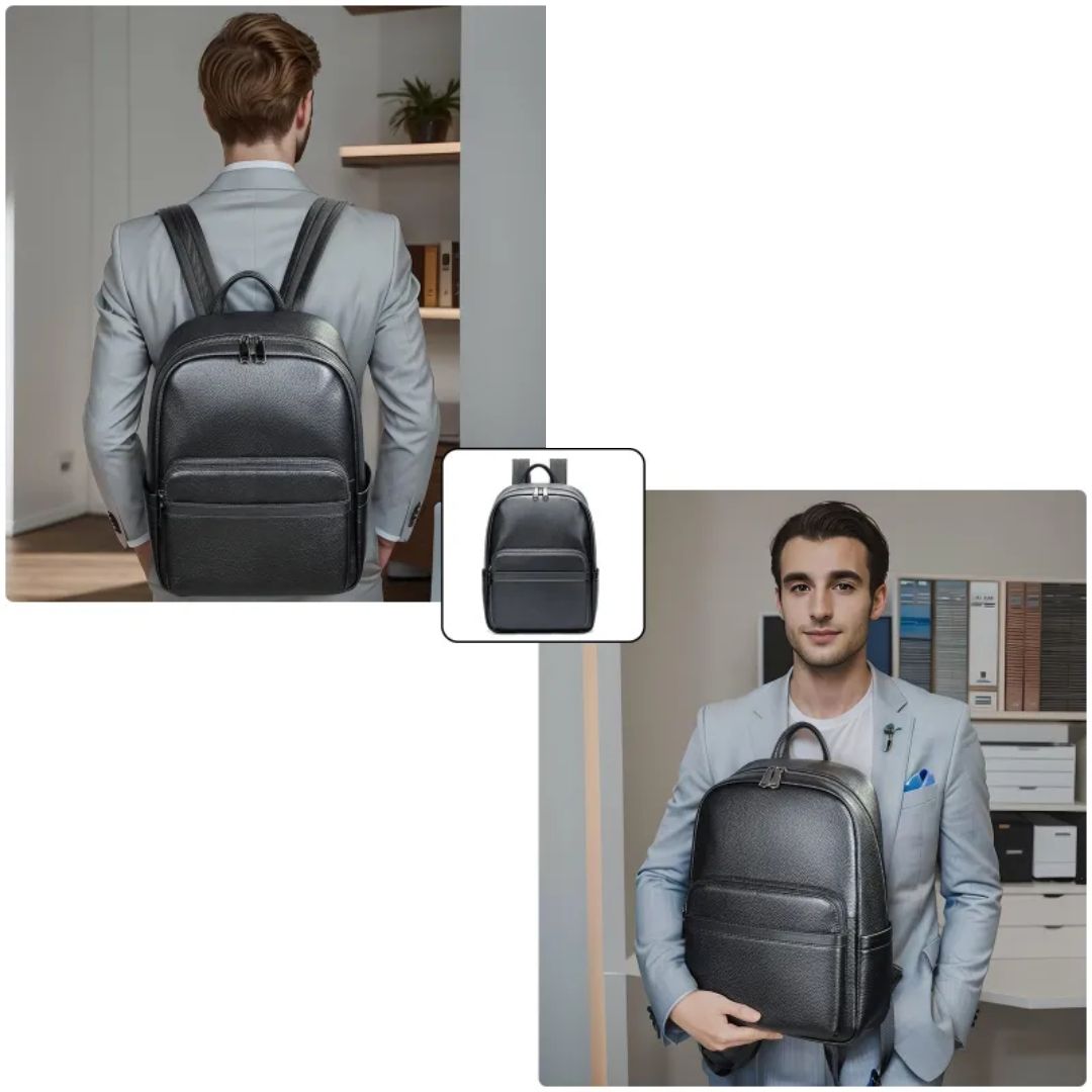 Leather Backpack for Men ⎜ Elegant and Spacious Business Backpack for Work and Travelling