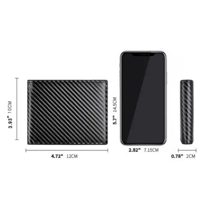 Carbon Leather Wallet for Men ⎜ Compact 3 - Fold Wallet with Zip Compartment and Card Slots