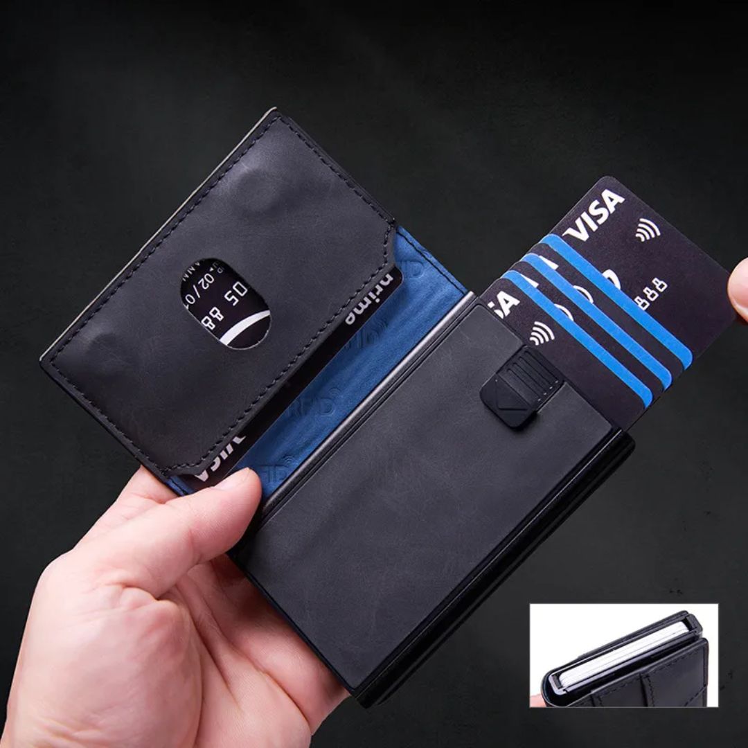 Rfid Credit Card Holder for Men ⎜ Compact Aluminium Wallet with Nfc Protection and Space for 6 Cards