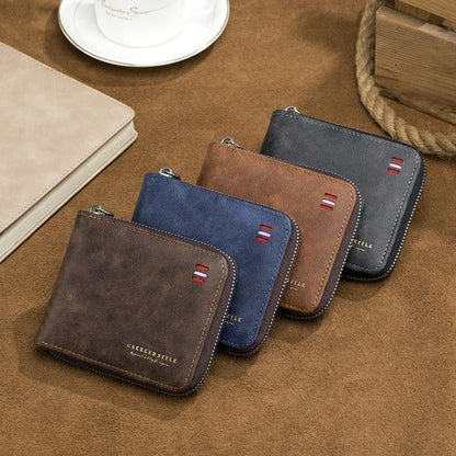 Men's Wallet with Zip ⎜ Compact Tri - Fold Wallet with Card Slots and Note Compartment