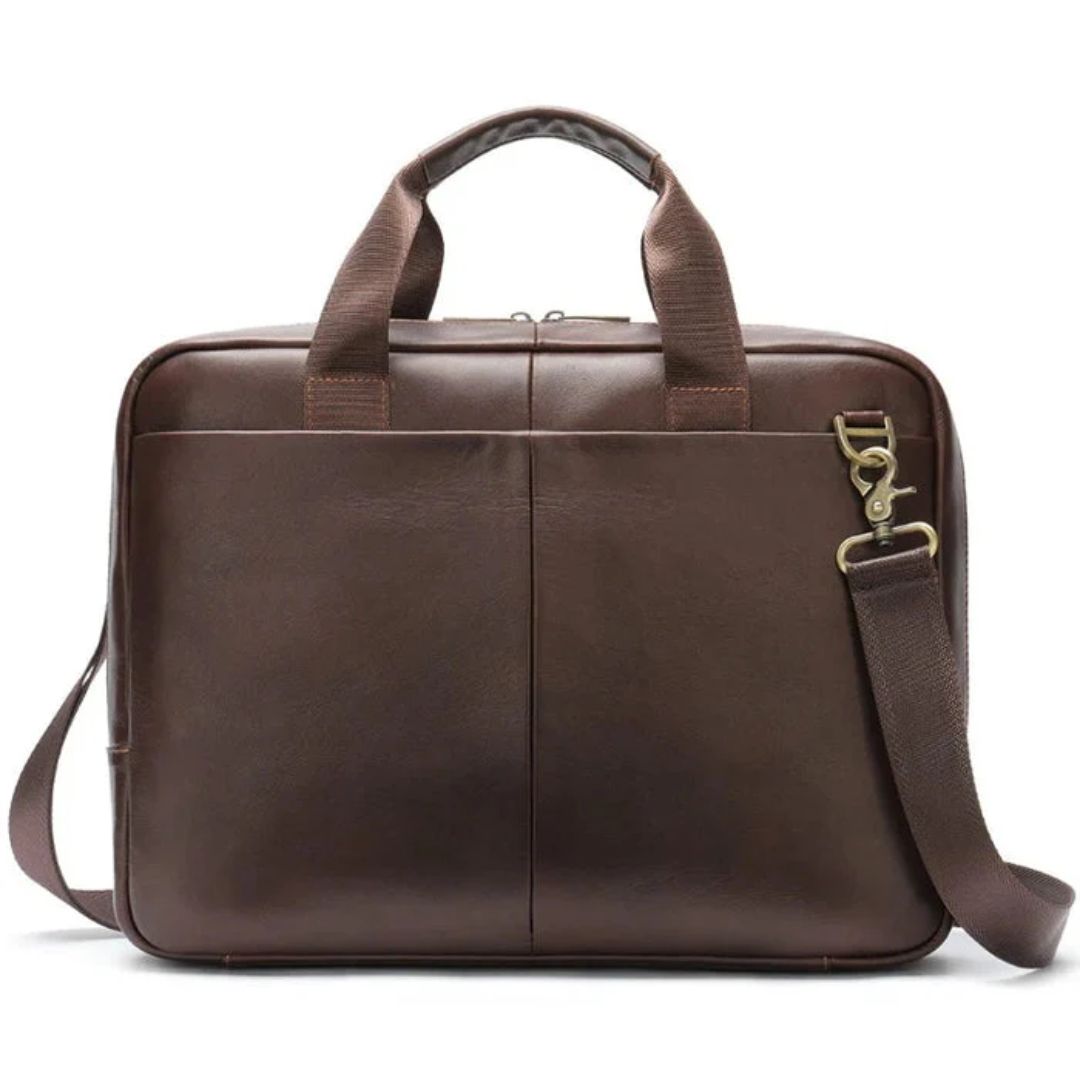 Laptop Bag for Men ⎜ Elegant Briefcase Made of Genuine Leather with Shoulder Strap and Plenty of Storage Space