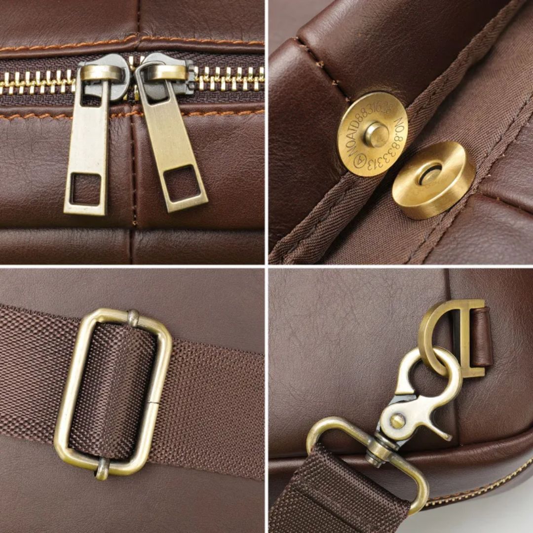 Laptop Bag for Men ⎜ Elegant Briefcase Made of Genuine Leather with Shoulder Strap and Plenty of Storage Space