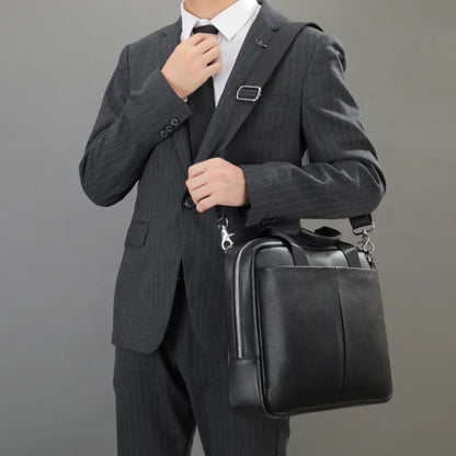 Laptop Bag for Men ⎜ Elegant Briefcase Made of Genuine Leather with Shoulder Strap and Plenty of Storage Space