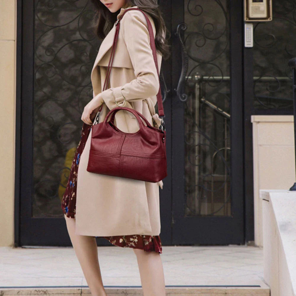 Leather Shoulder Bag for Women ⎜ Fashionable Bag with Large Capacity and Adjustable Shoulder Strap