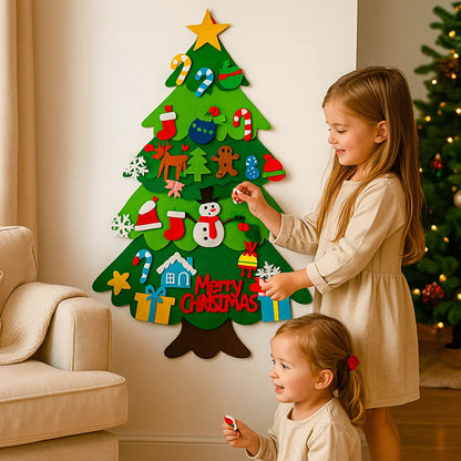 DIY Felt Christmas Tree for Kids ⎜ Safe Wall Decoration with Removable Ornaments for Holiday Play and Fun