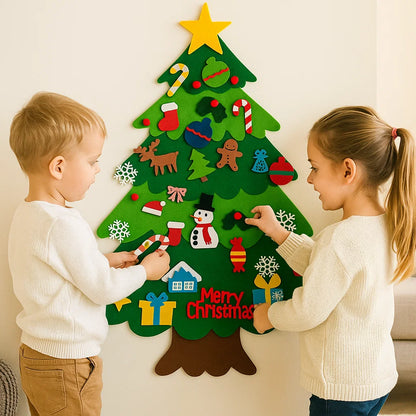 DIY Felt Christmas Tree for Kids ⎜ Safe Wall Decoration with Removable Ornaments for Holiday Play and Fun