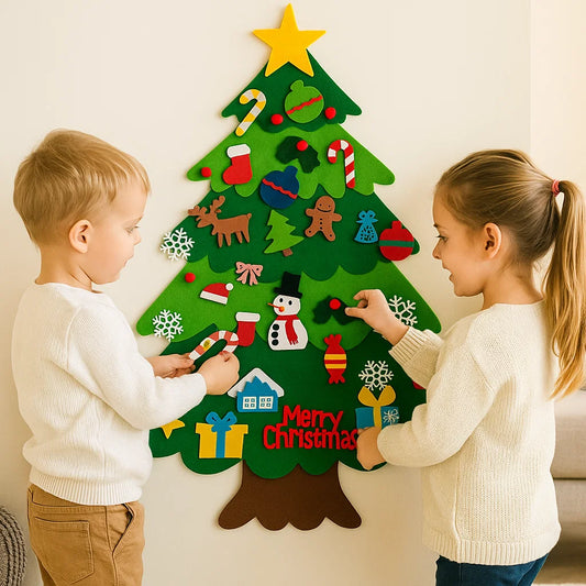 DIY Felt Christmas Tree for Kids ⎜ Safe Wall Decoration with Removable Ornaments for Holiday Play and Fun