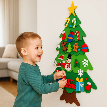 DIY Felt Christmas Tree for Kids ⎜ Safe Wall Decoration with Removable Ornaments for Holiday Play and Fun
