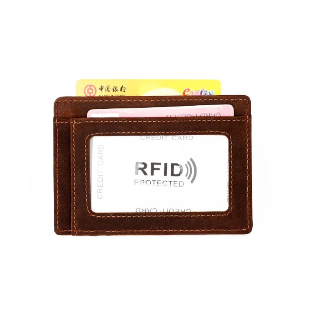 Real Leather Card Holder ⎜ Compact Card Holder with Tracker Holder and Space for Cards