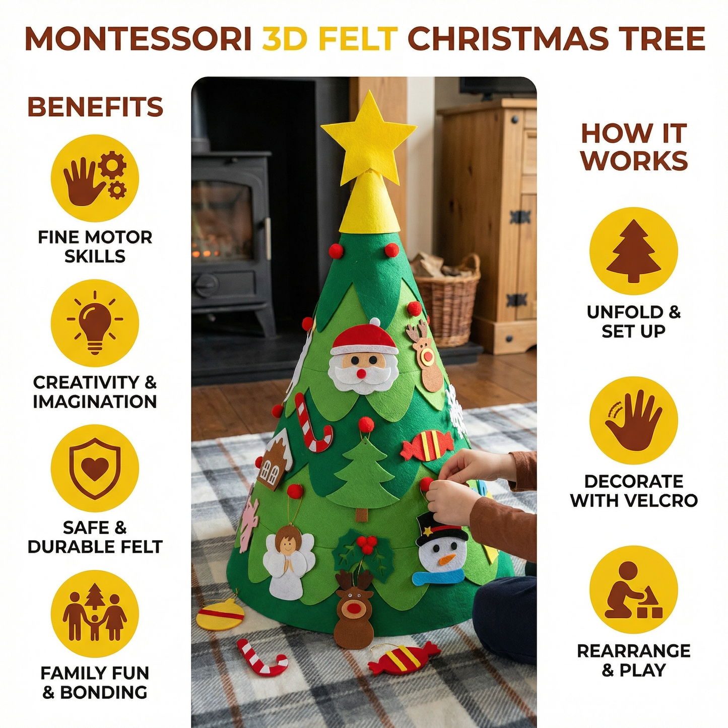 Montessori 3D Felt Christmas Tree