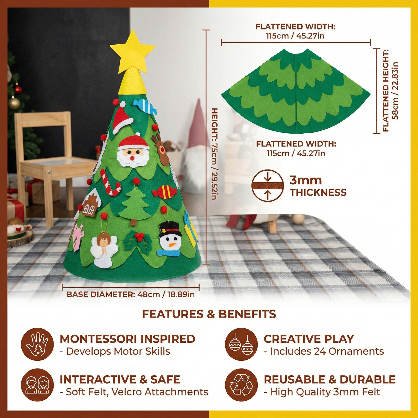 Montessori 3D Felt Christmas Tree